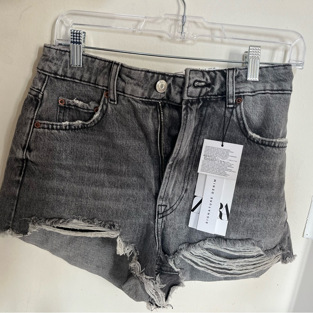 Gray Zara High-Waist Shorts